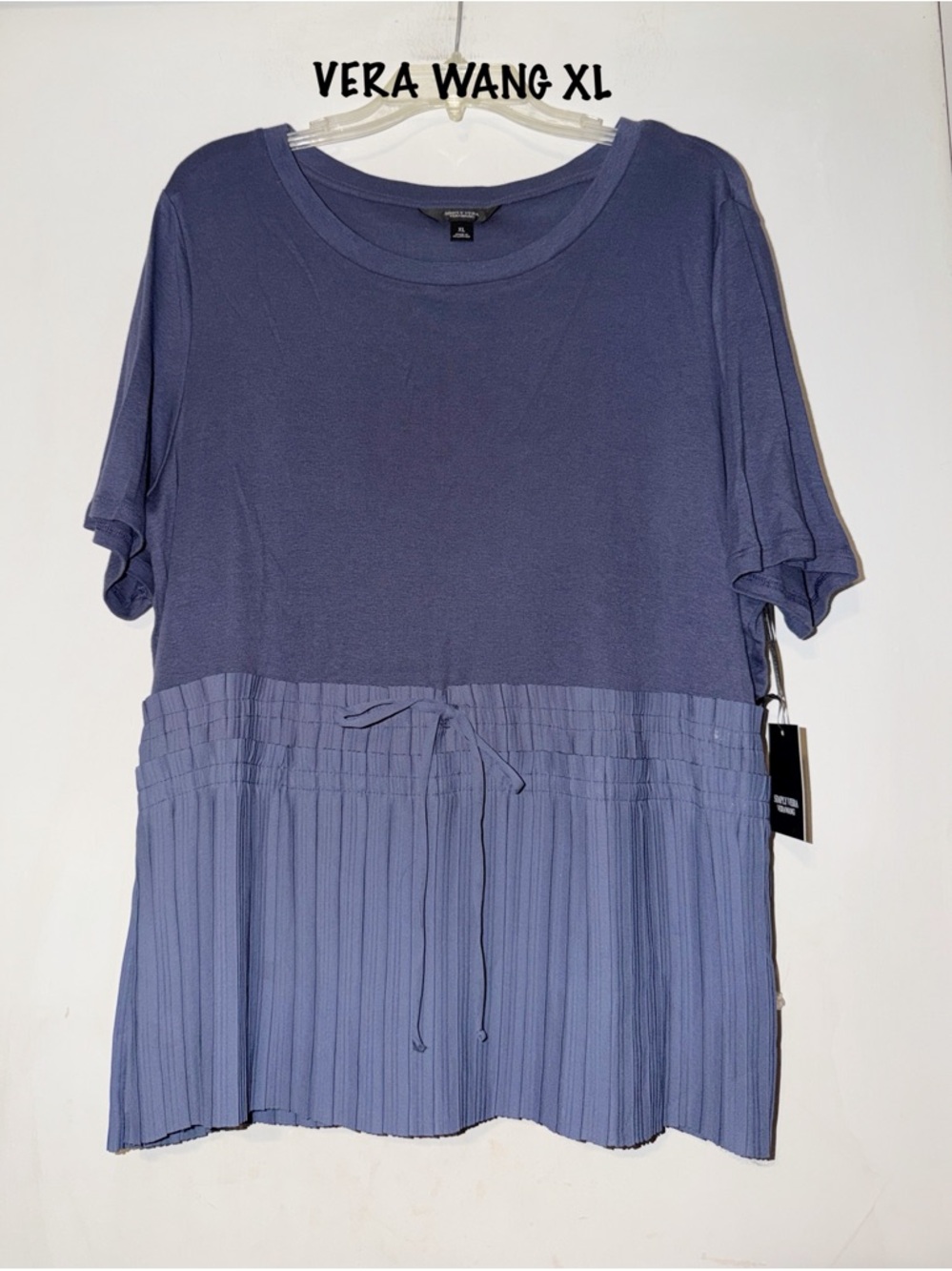 Vera Wang SIGNATURE PURPLE Short Sleeve Drawstring Peplum Top NWT XL